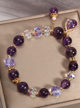 【原版】天然紫色水晶手链女森系冷淡风轻奢复古手串手环闺蜜饰品