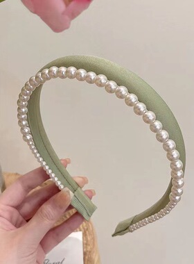 【原版】新款气质仙女珍珠海绵双层细发箍高颅顶百搭头箍清新甜美