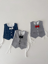 Nordic Wind Baby Hood Clothing INS ~ New Male Baby Little Waistcoat Spat Towel Baby Coveting Anti-dirty Hood Cardigan