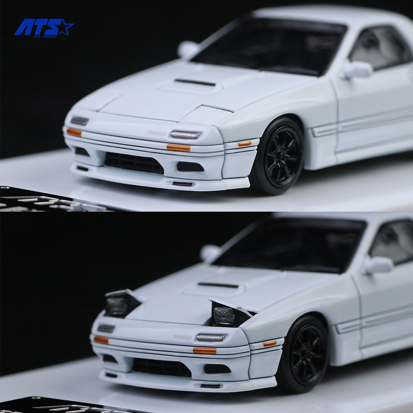 马自达RX-7 FC3S 翻灯版 高桥凉介 ATS 1:64 仿真合金汽车模型白,淘宝优惠券,粉丝福利购,淘宝优惠卷