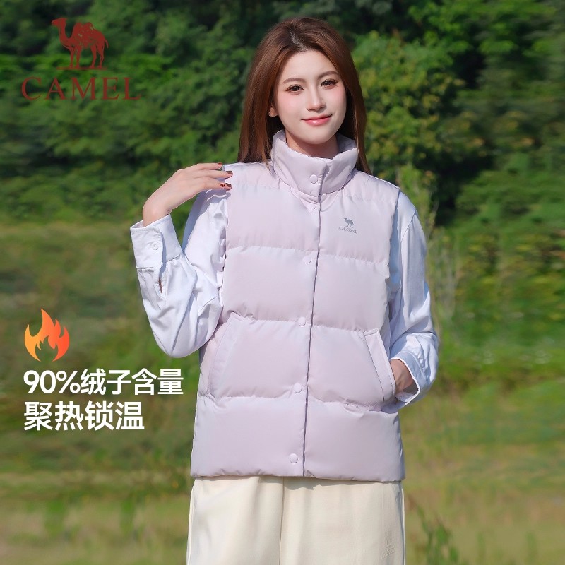 【泡芙】骆驼羽绒立领马甲女冬季新款防风保暖背心内胆马夹外套男