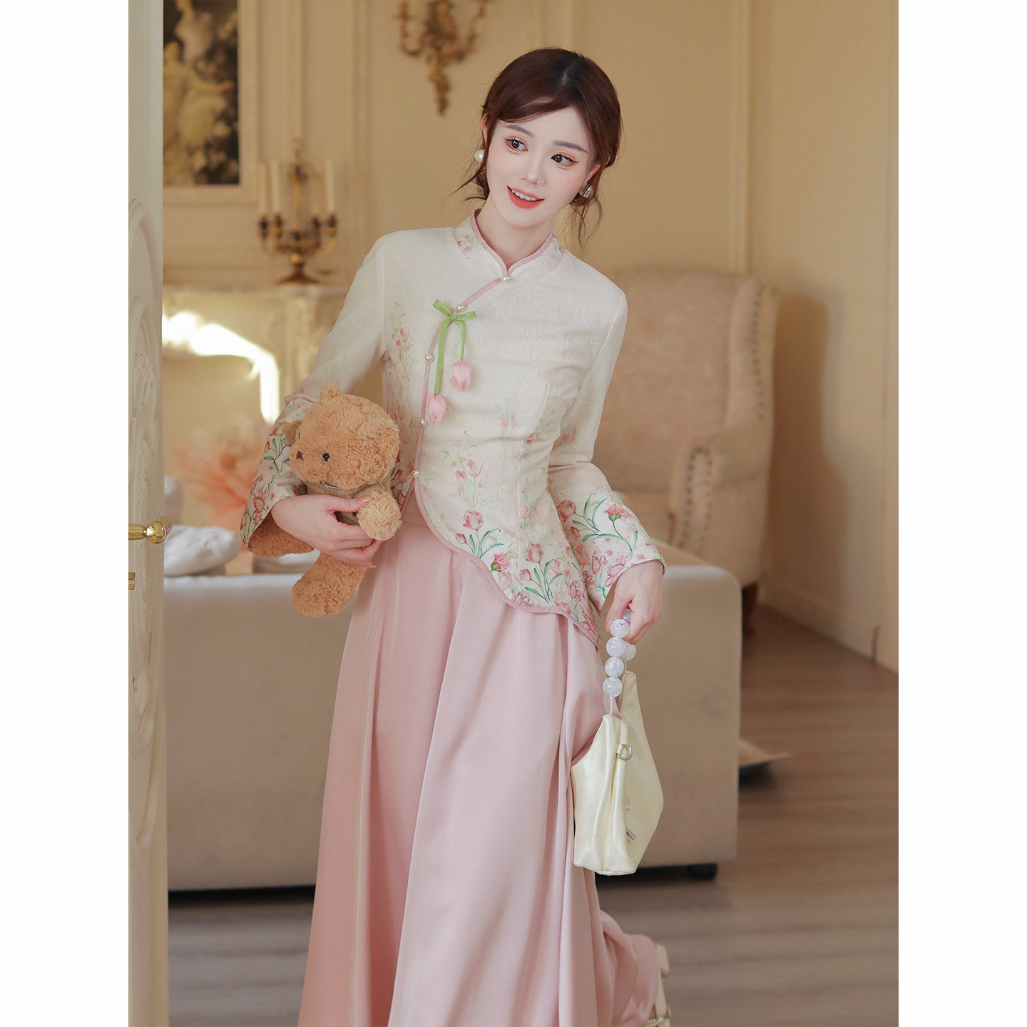 瑶西【郁香折影】粉色长裙巨好看的秋冬汉服新中式裙子两件套装,淘宝优惠券,粉丝福利购,淘宝优惠卷