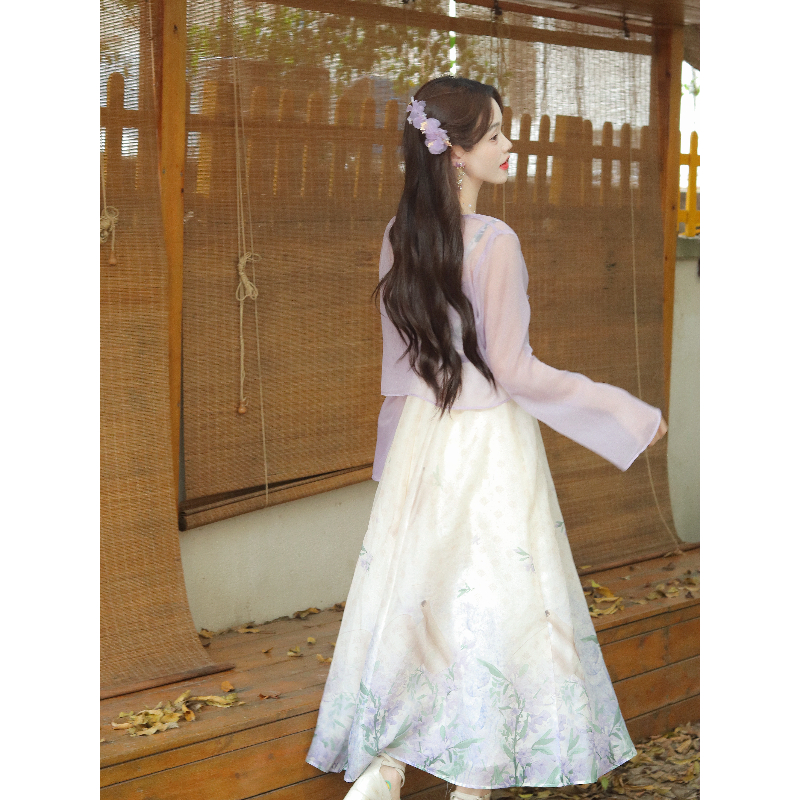 瑶西【紫鸢尾】长裙连衣裙2025新款今年流行爆款裙子汉服新中式 - 图2