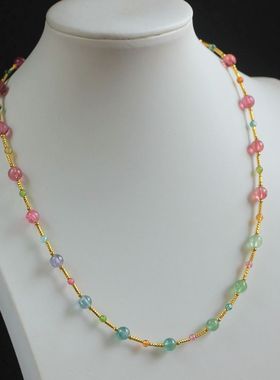 仙女锁骨链彩虹碧玺满天星