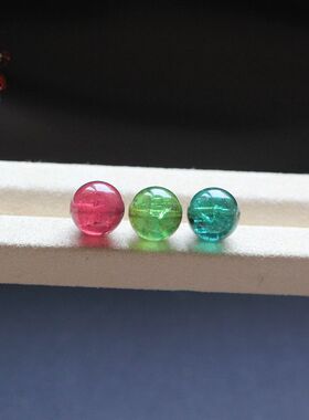 天然碧玺近宝石红绿孔雀蓝碧圆珠