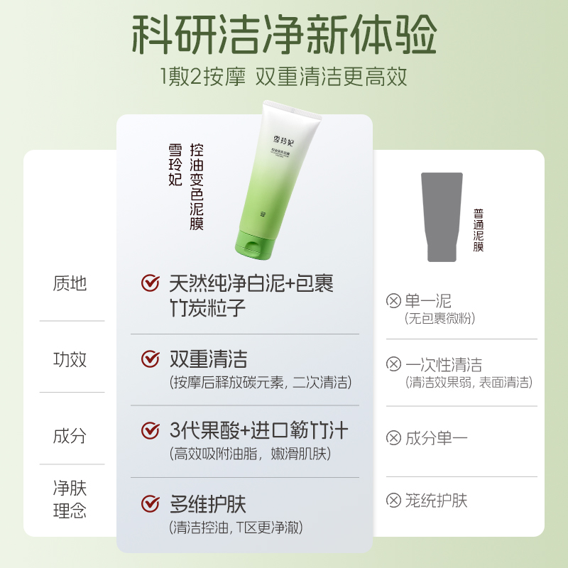 雪玲妃变色泥膜油皮深层清洁毛孔控油去黑头面部清洁保湿涂抹面膜