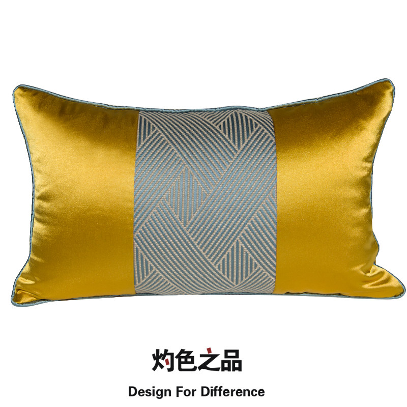 客厅现代中式沙发枕头靠枕靠背缎面抱枕大靠垫套样板间腰枕长方形,淘宝优惠券,粉丝福利购,淘宝优惠卷