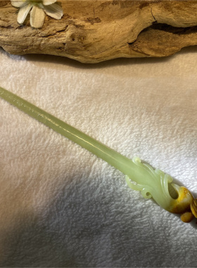 和田玉黄白河磨玉发簪头饰