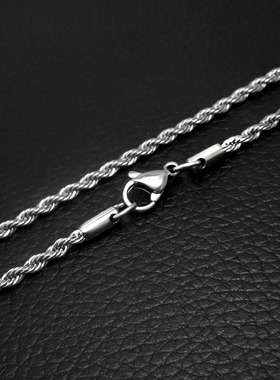 时尚个性麻花链无吊坠钛钢裸链条单链子气质锁骨长项链毛衣配饰品