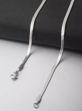 时尚个性刀片链无吊坠钛钢裸链条单链子气质扁蛇骨项链百搭配饰品