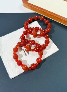 发财妮妮  天然红玛瑙爱心手串 不一样的许妍同款 超有节日氛围