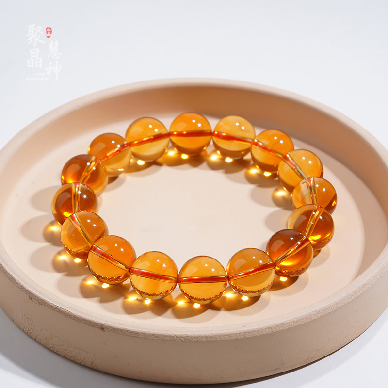 天然巴西黄水晶手链金橘黄晶暴力黄清透手串男士女款手珠饰品礼物,淘宝优惠券,粉丝福利购,淘宝优惠卷