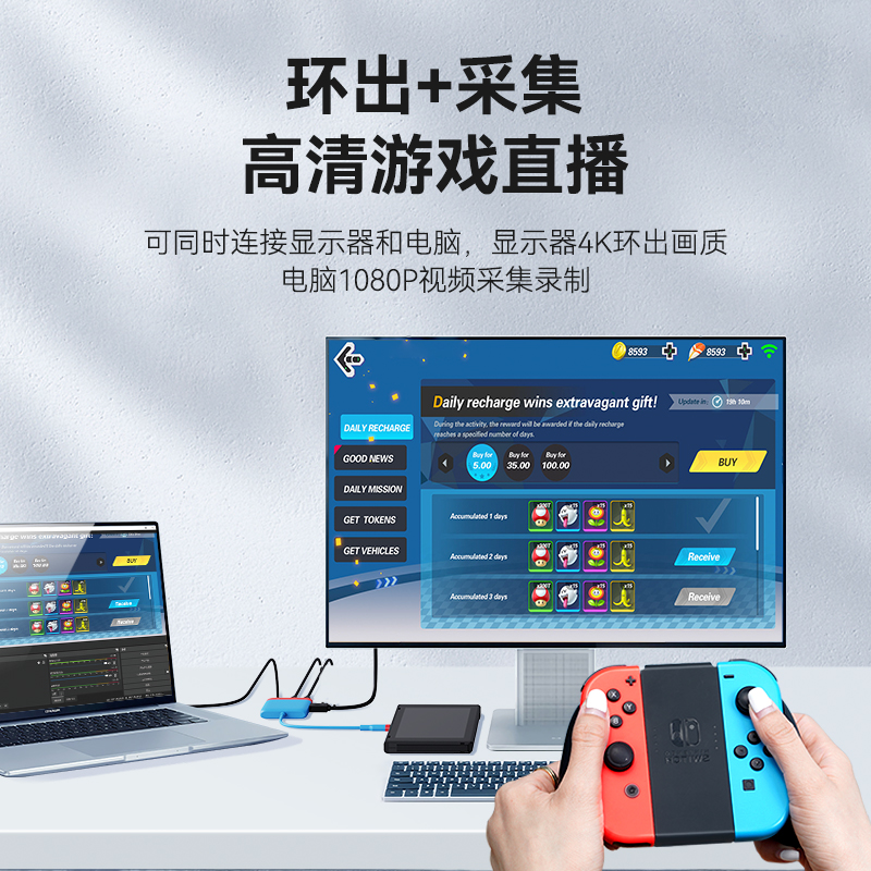 海备思switch便携底座视频采集卡ns/OLED连接电视电脑投屏平板笔记本扩展拓展坞游戏适用iPhone15直播转换器-图2