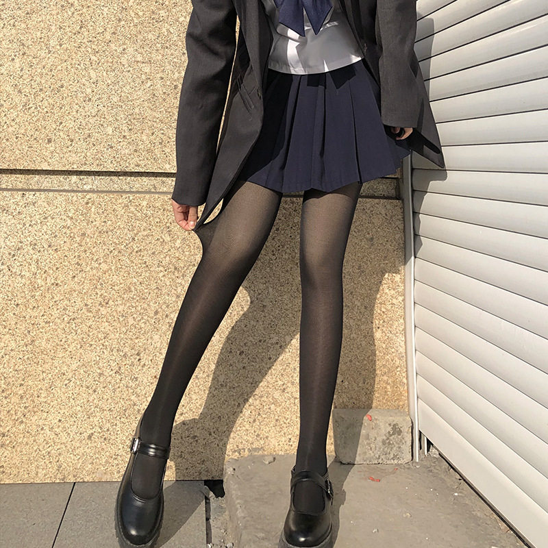 黑丝袜加绒字母双层光腿神器连裤袜 bonas李杰斯连裤袜/打底袜