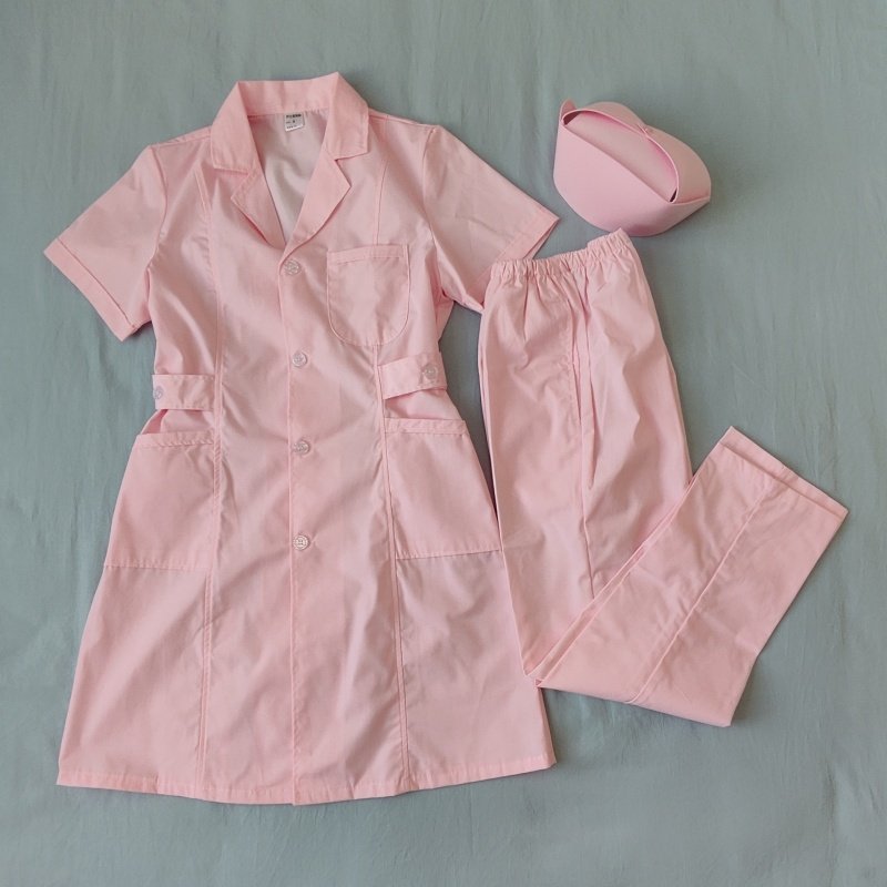 粉色护士服女短袖套装短袖两件套长款护工医美口腔牙科实习工作服,淘宝优惠券,粉丝福利购,淘宝优惠卷