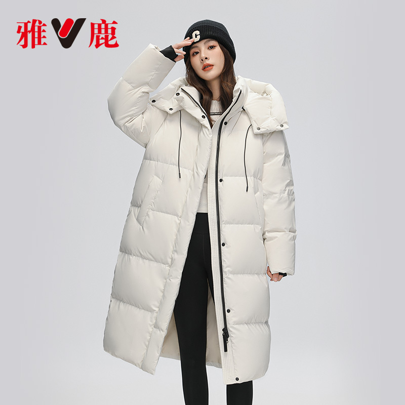 雅鹿白色羽绒服女中长款加厚2025年新款爆款长款过膝极寒保暖外套 - 图2