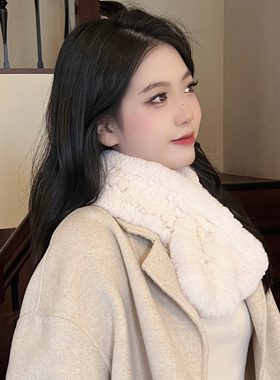 獭兔毛围脖女编织双面