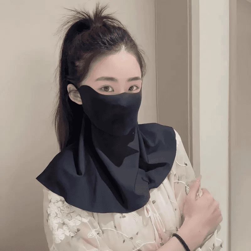 防晒面罩全脸防紫外线护颈可喝水口罩2025新款开口透气遮阳骑行纱 - 图3