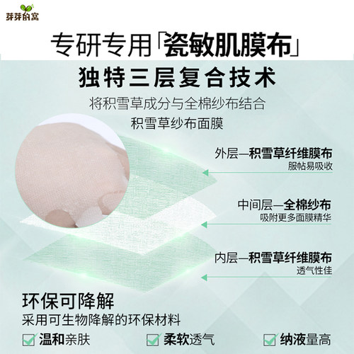 润百颜屏障调理白纱布面膜积雪草夏季补水保湿敏感肌华熙生物5片 - 图1