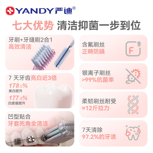 严迪正畸牙刷凹凸儿童整牙矫正牙齿牙套间隙牙缝刷青少年专用软毛 - 图2