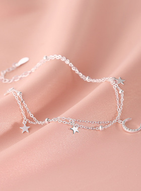星星月亮双层手链女时尚轻奢小众设计感ins风气质甜美精致手饰品