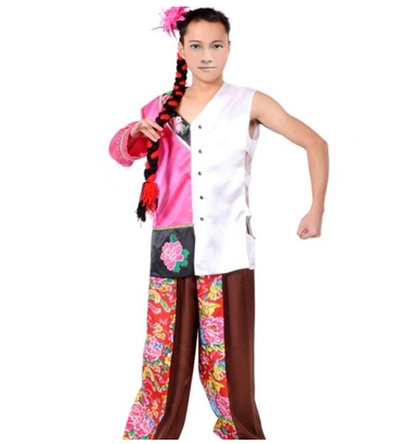 双面人服装达人秀半裙半裤同款男女反串阴阳雌雄同体搞笑演出服装 - 图3