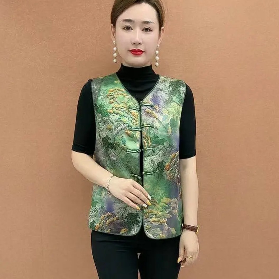 中式国风气质马甲时尚复古提花坎肩背心盘扣女装新款妈妈无袖上衣,淘宝优惠券,粉丝福利购,淘宝优惠卷