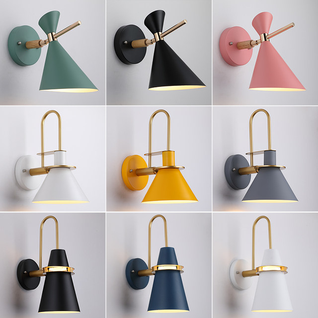 Macaron Bedside Iron Wall Lamp Modern Simple