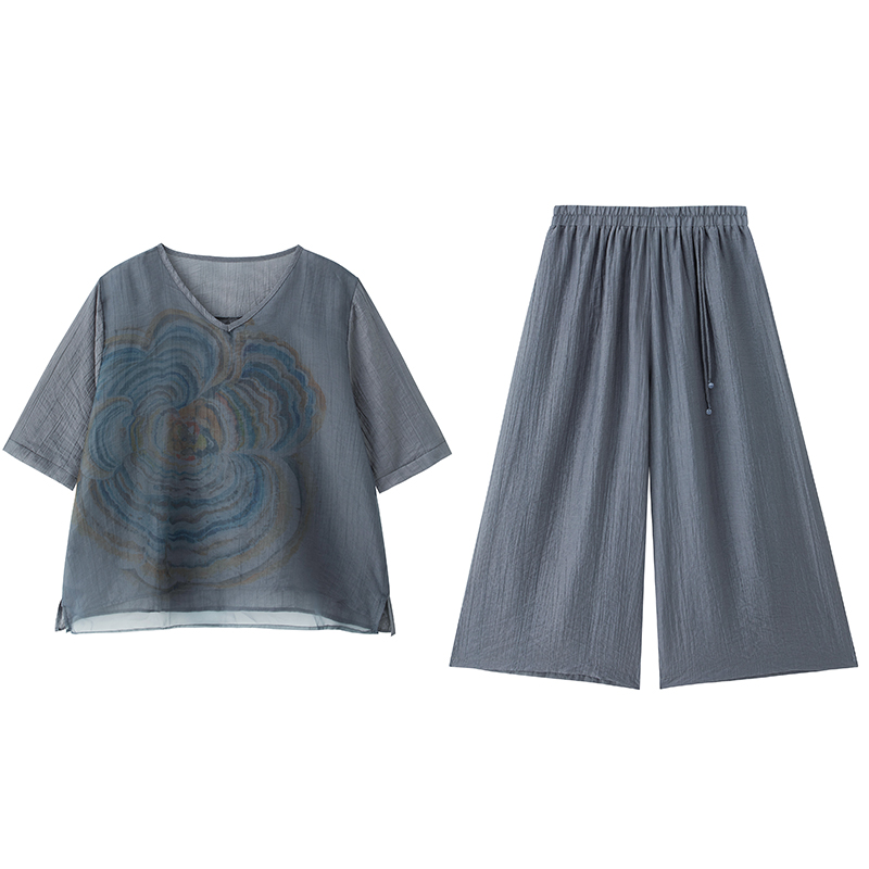 爆款时尚套装女夏装新款胖妈妈宽松遮肉显瘦洋气一整套穿搭两件套 - 图3