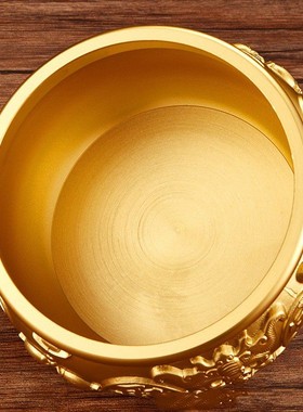 纯黄铜聚宝盆摆件家用客厅聚财招