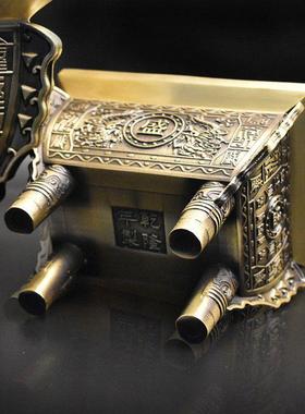 黄铜鼎四方盛鼎摆件香炉聚鼎