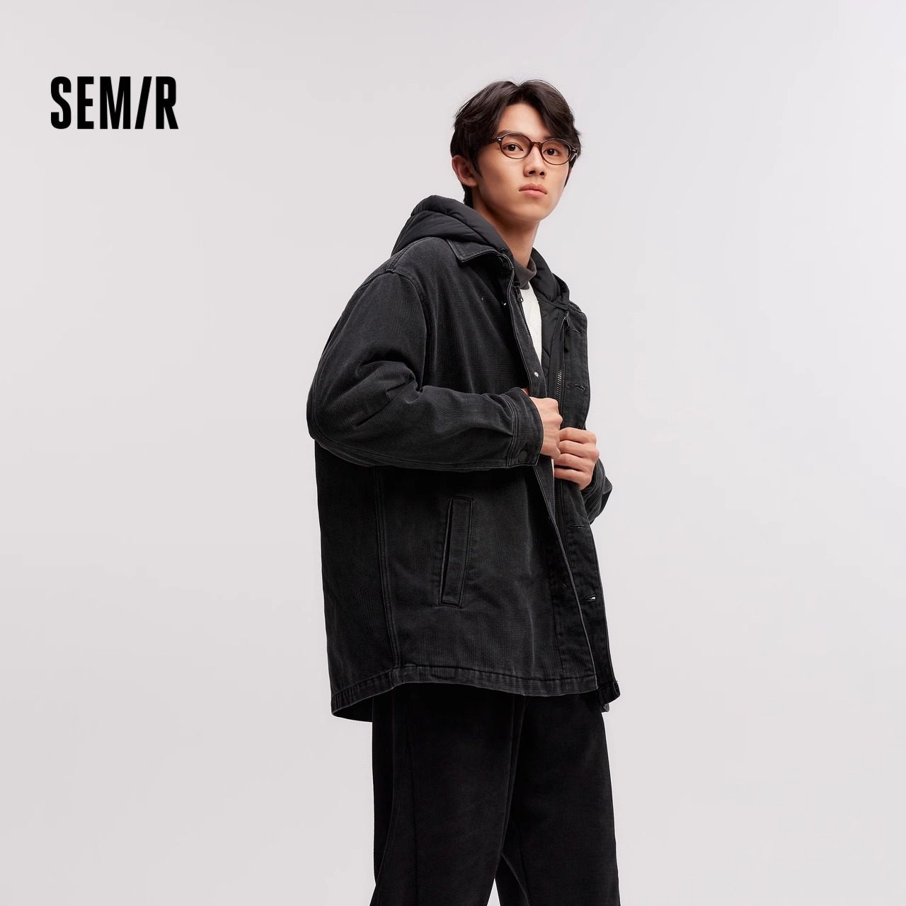 [商场同款]森马棉服男牛仔外套2025冬季新款两件套薄防水oversize,淘宝优惠券,粉丝福利购,淘宝优惠卷