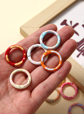 卡通图案硅胶指环扣 手机挂绳配件 DIY 手工饰品材料 彩色防丢