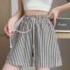 Striped Ice Silk Wide Leg Pants Shorts Women's Summer Thin Slim Large Casual Straight Pants Quick-Drying Sports Pants