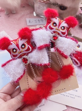 Mao手作027新年发饰兔虎头招财猫宝宝拜年龙年国风发饰