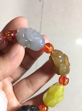 福利款：和田玉立体生肖牛多宝手串寓意扭转乾坤
