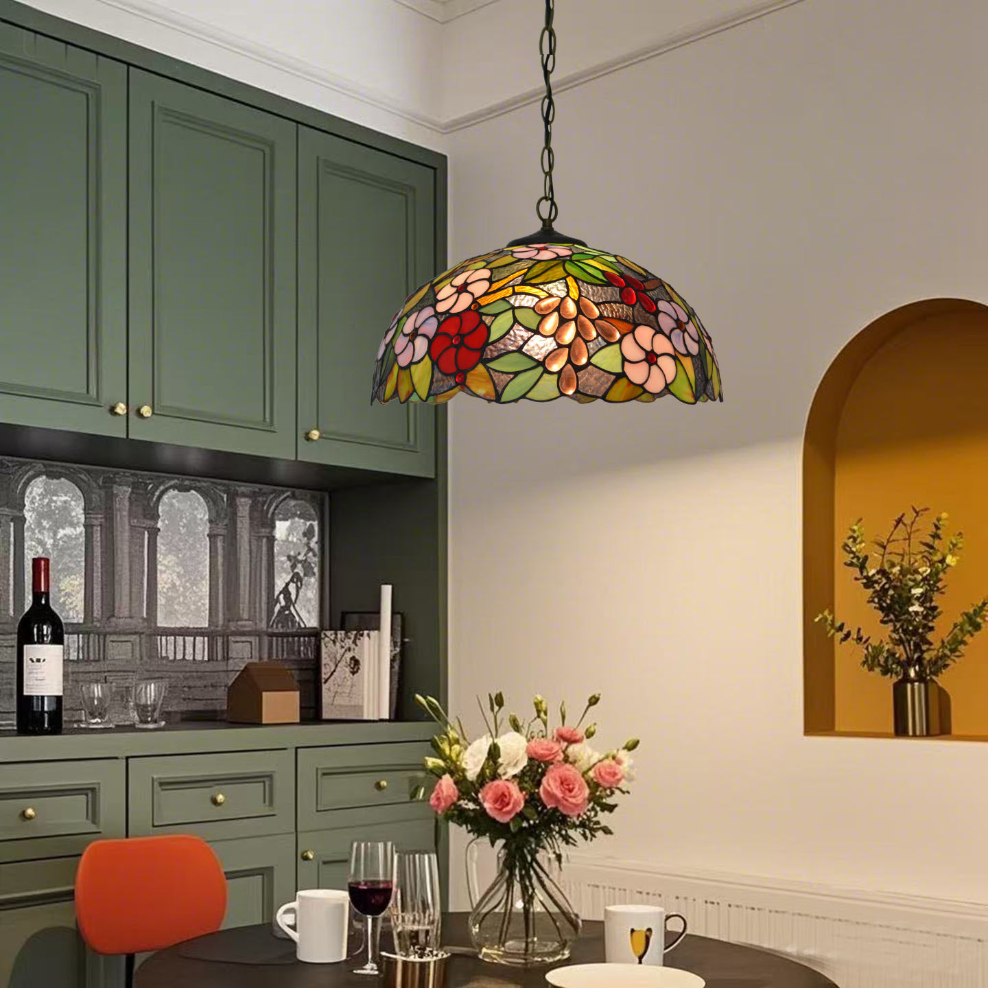 欧式复古彩色玻璃酒吧餐厅客灯商用美式田园卧室玄关阳台创意吊灯,淘宝优惠券,粉丝福利购,淘宝优惠卷