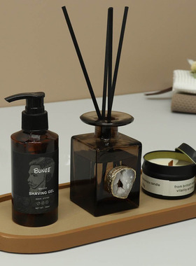 轻奢软装卫浴组合新样板房卫生间浴室男士洗漱香薰软装托盘蜡烛氛