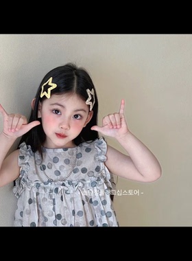 儿童甜酷风豹纹发饰小学生bb夹子甜美格子星星发夹侧边刘海夹