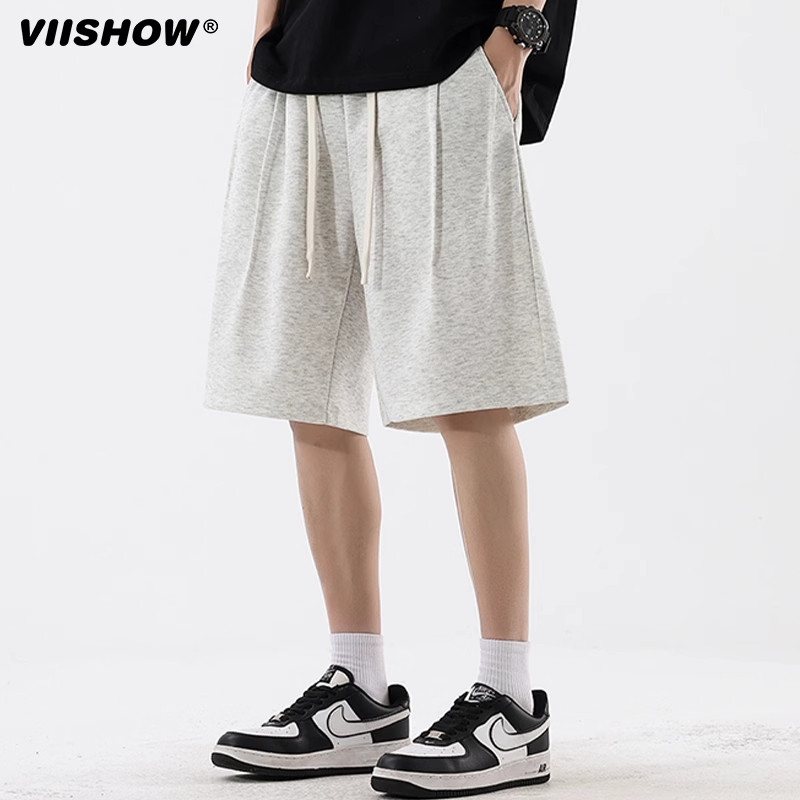 VIISHOW薄款黑色休闲裤男美式外穿运动短裤宽松直筒新款五分裤男,淘宝优惠券,粉丝福利购,淘宝优惠卷