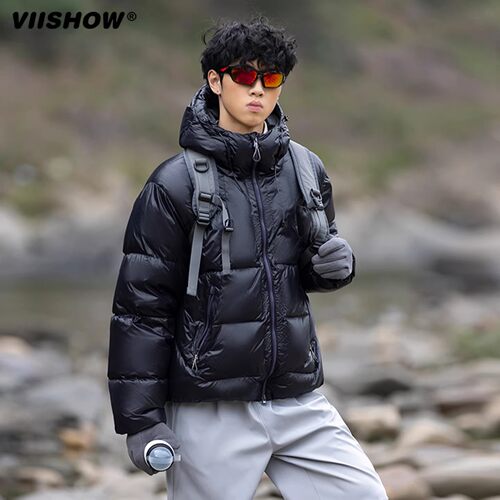 VIISHOW冬季高蓬保暖极寒羽绒服男女2025年冬轻量防风连帽面包服 - 图1