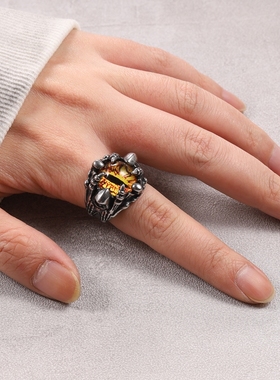 嘻哈风朋克戒指恶魔之眼高级感男士钛钢个性霸气街头复古高街小众