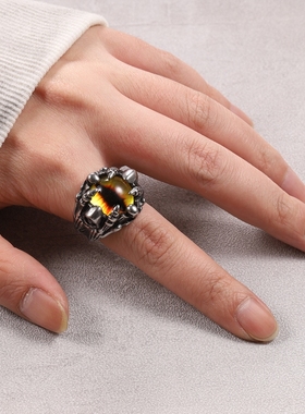 ins嘻哈风朋克戒指恶魔之眼邪恶高级感男士钛钢个性霸气街头高街