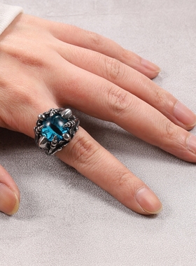 男戒恶魔之眼潮男个性男士戒指复古钛钢嘻哈潮街头朋克理发师高街