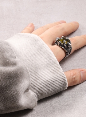 男戒魅惑之眼暗黑风霸气男士戒指潮人个性高街钛钢街头朋克理发师