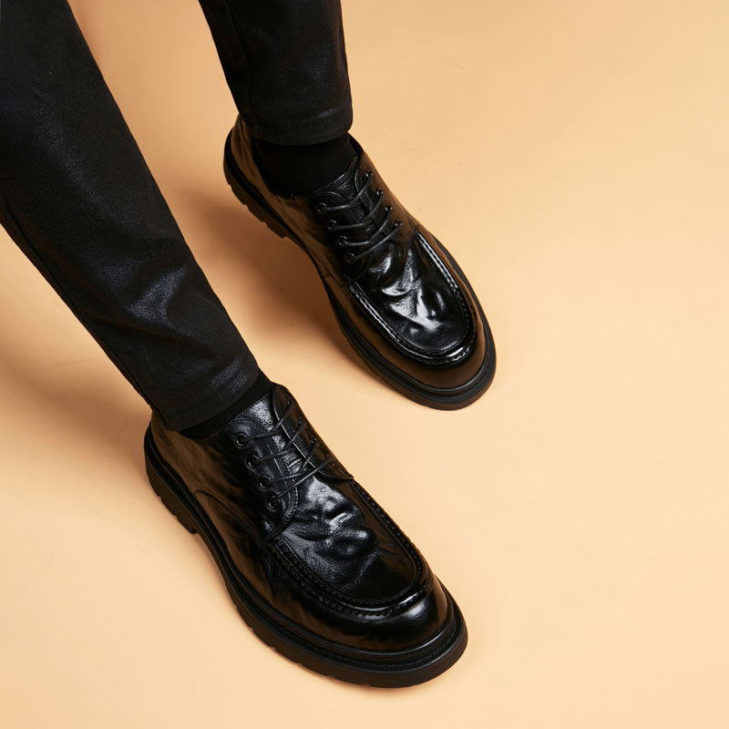 休闲皮鞋男真皮商务正装英伦厚底大头韩版夏季透气羊皮内增高男鞋,淘宝优惠券,粉丝福利购,淘宝优惠卷