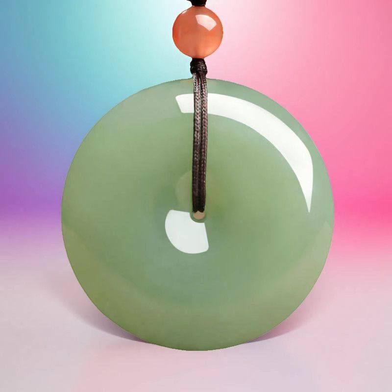 和田玉青玉晴水料平安扣吊坠鸭蛋青玉石平安扣玉吊坠男女款,淘宝优惠券,粉丝福利购,淘宝优惠卷