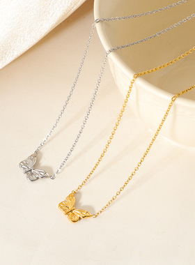 简约甜美蝴蝶结项链女生轻奢精美颈链小众设计感百搭通勤锁骨链潮