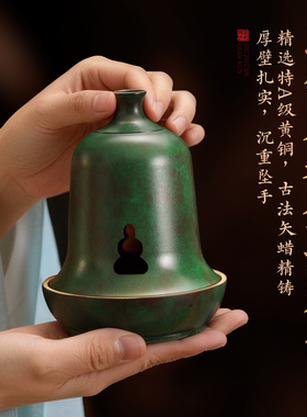中式纯黄铜钟鼎盘香炉室内香薰炉家用高级感沉香熏香炉檀香炉摆件