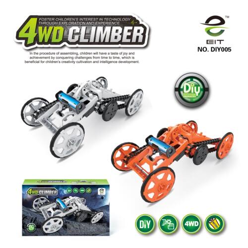 STEAM玩具太阳能动力科教自装四驱攀爬车拼装DIY机器人电动模型车 - 图0